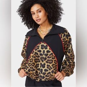 Terez leopard print quarter zip windbreaker, size small‎